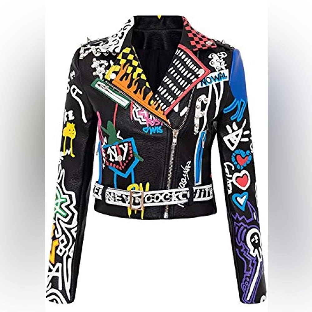 BUGHUT Graffiti Jacket for Women Womens Cropped Coat